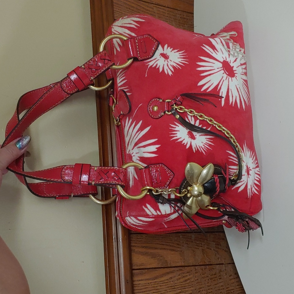 Juicy Couture 🆕 y2k Vintage Poinsettia Bumble Bee Charm Bowler Bag